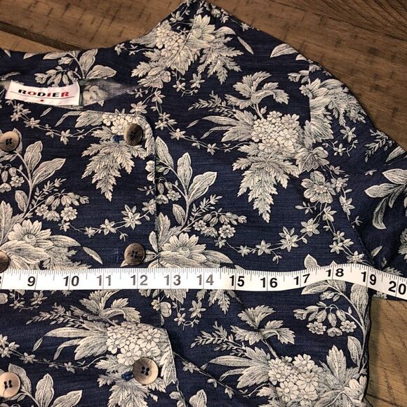 Made in France 🇫🇷 Rodier Cotton Skirt Suit Double Button Leaf Toile Pattern - Picture 7 of 17